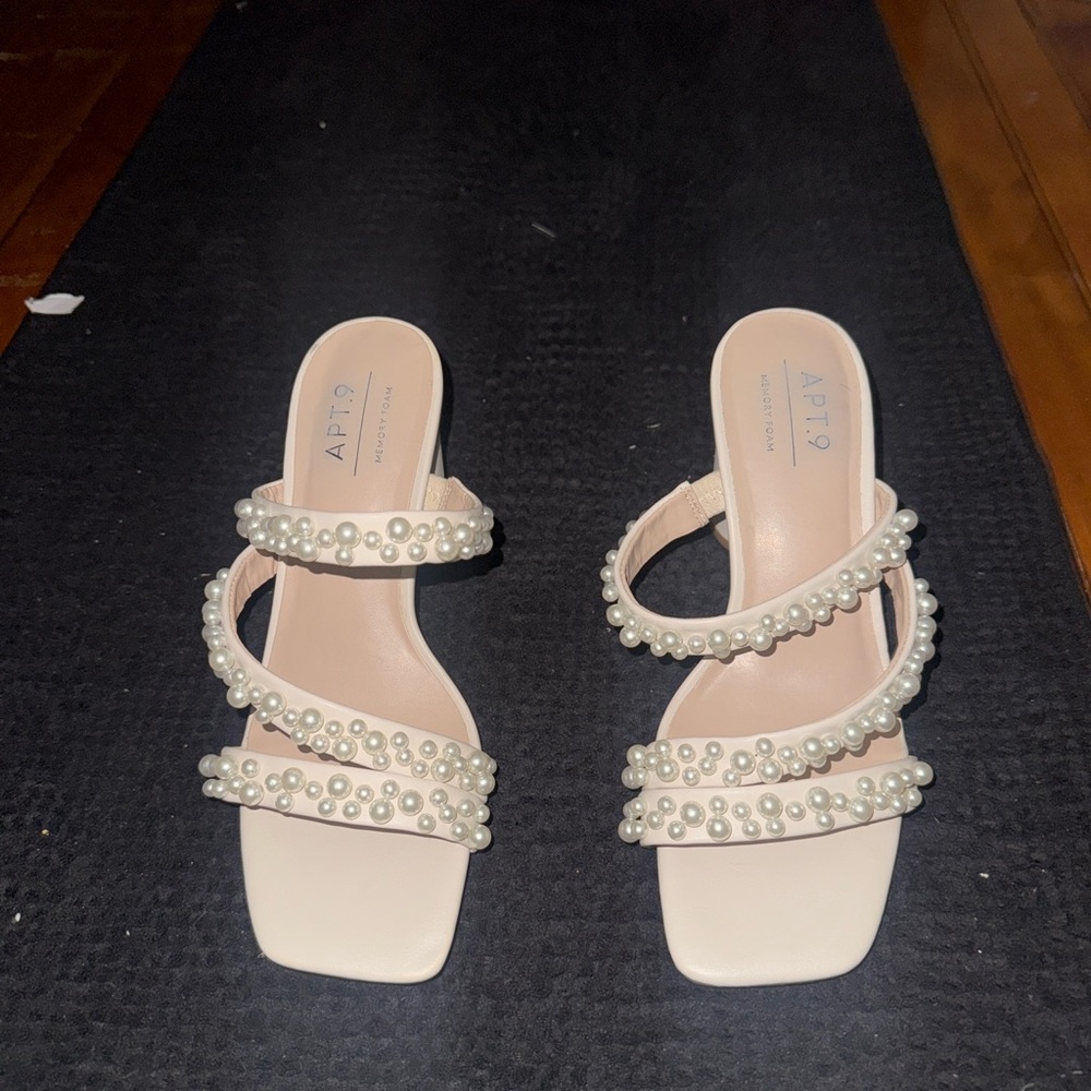 Apt. 9 Women's Cream Pearl-Embellished Sandals